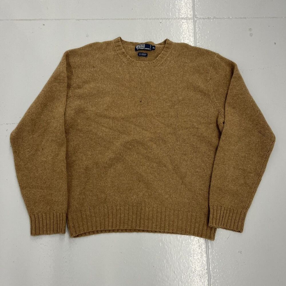 Vintage 90s Polo Ralph Lauren Tan Cashmere Boxy Sweater